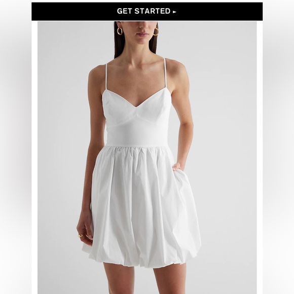 Express Dresses & Skirts - White Dress - Express Poplin Bubble Mini Dress - Size M